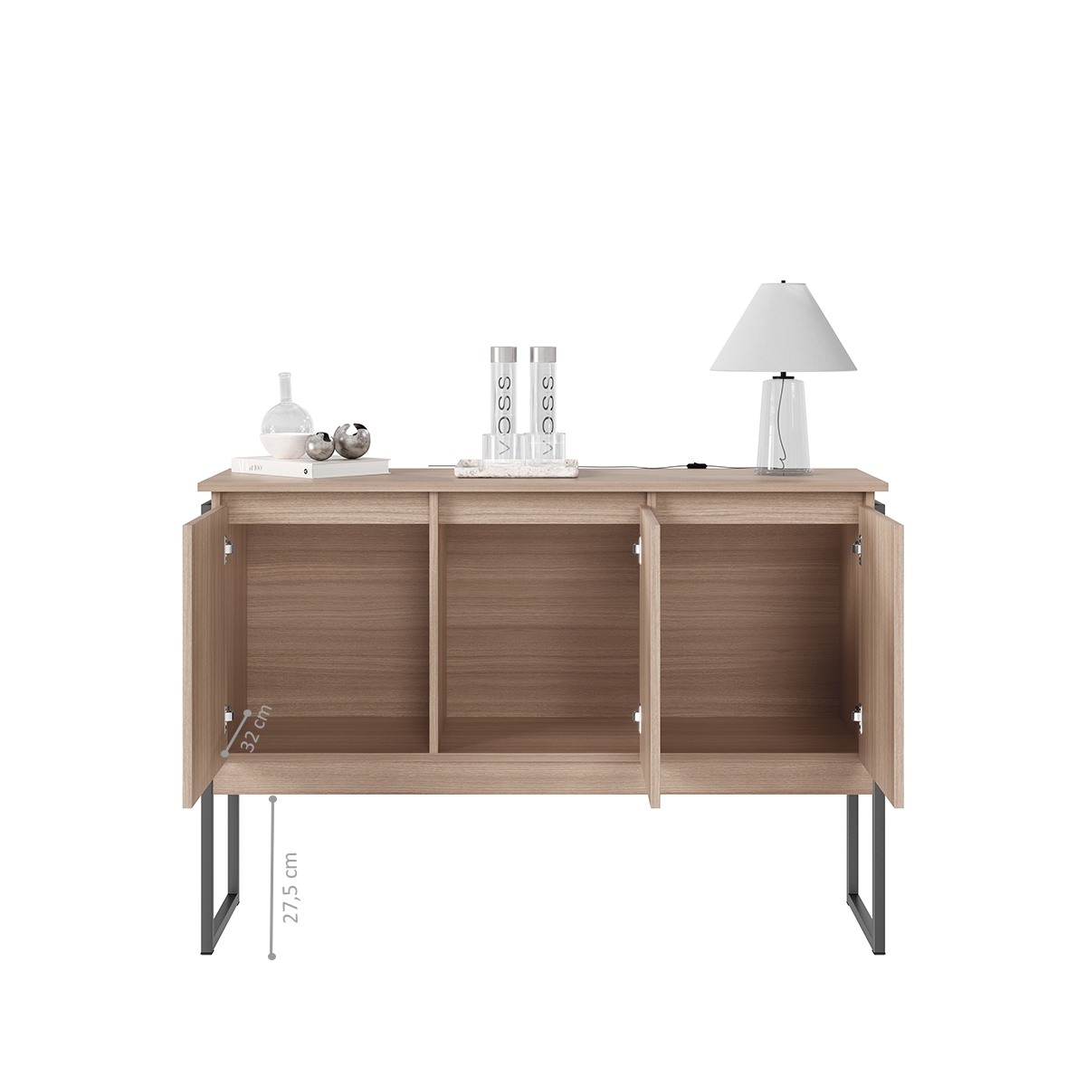 Buffet Elegante com 3 Portas Turim Montana Preto