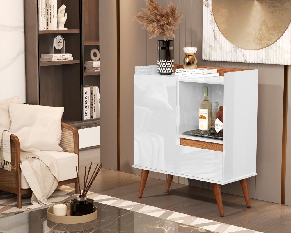 Buffet Essenciale Pés Retro Branco/Freijó