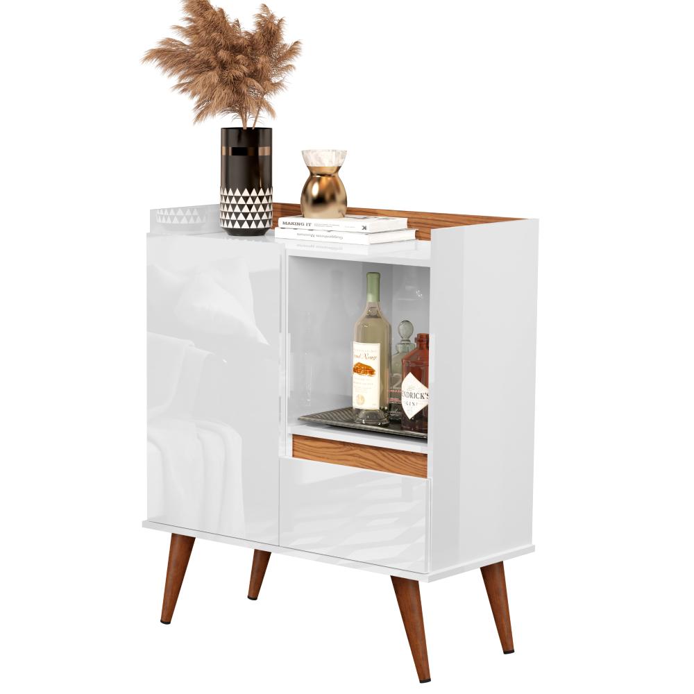 Buffet Essenciale Pés Retro Branco/Freijó