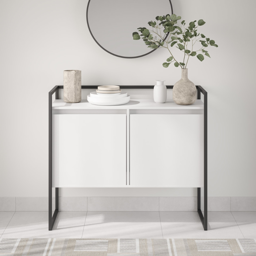 Buffet Industrial para Sala Irlanda Branco Preto