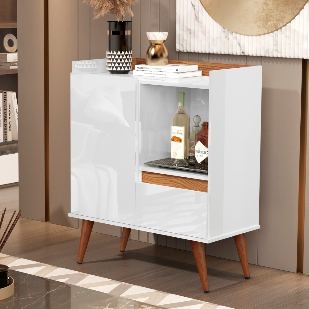 Buffet Marili Retrô Branco Freijo Flex com 2 Portas