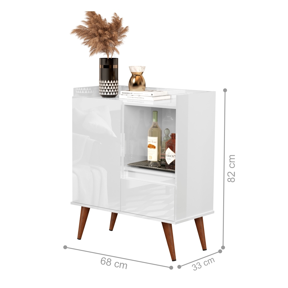 Buffet Marili Retrô Branco Freijo Flex com 2 Portas