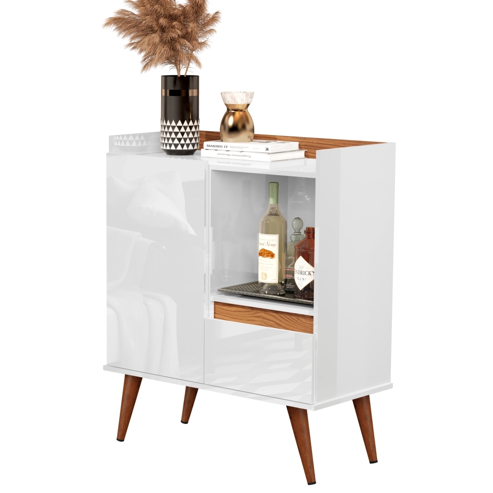 Buffet Marili Retrô Branco Freijo Flex com 2 Portas