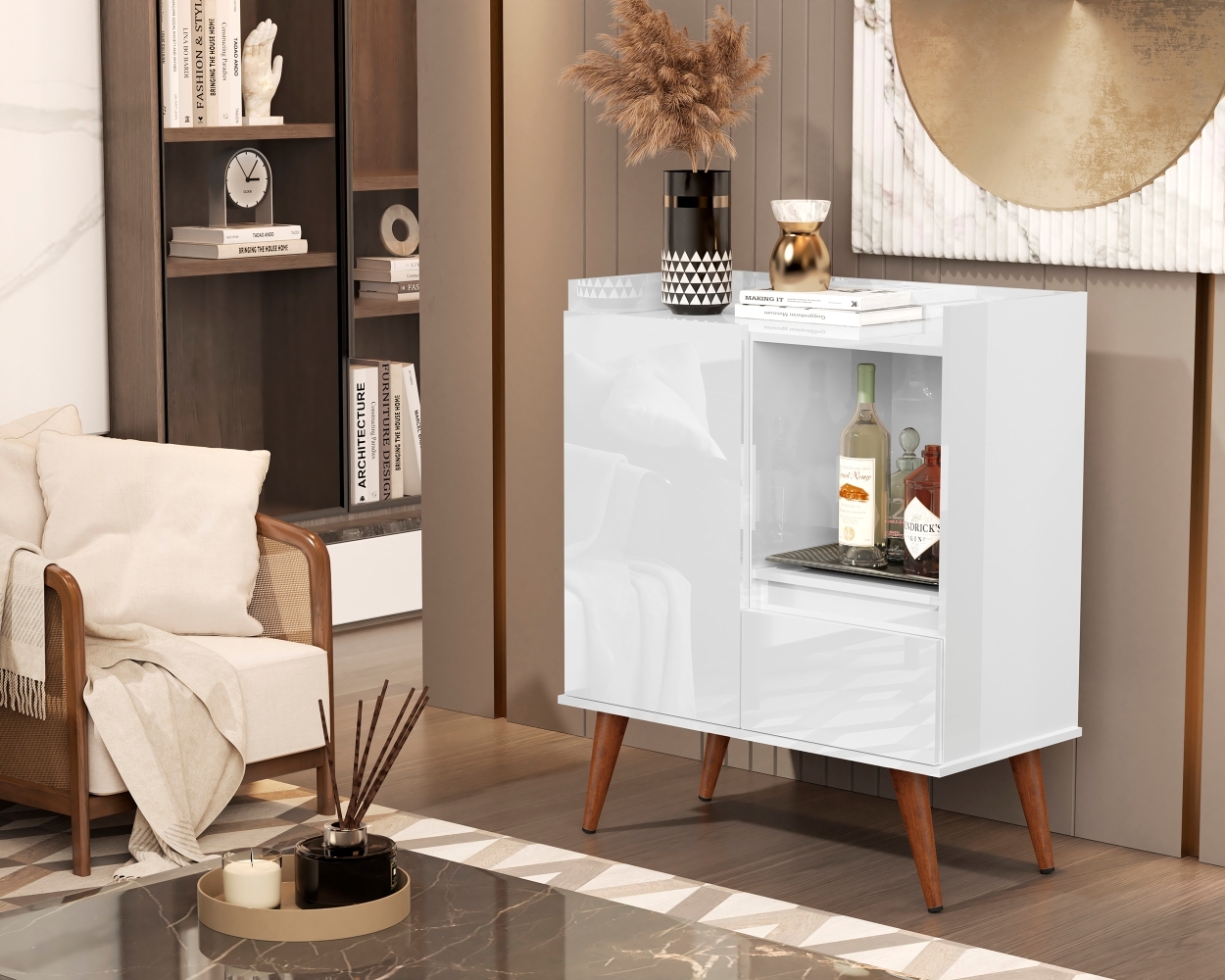 Buffet Marili Retrô Branco Freijo Flex com 2 Portas