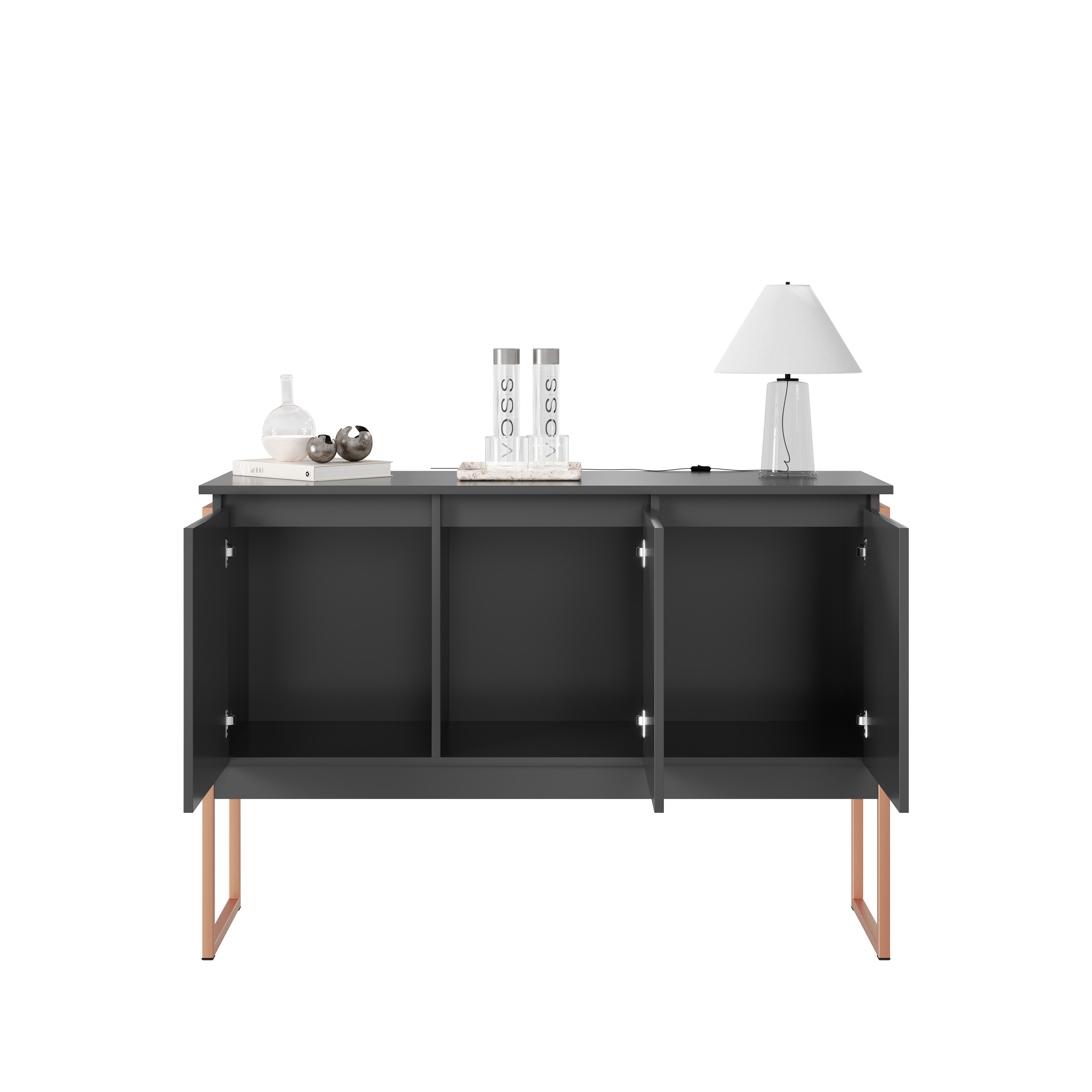 Buffet Moderno 3 Portas Londres Preto Cobre