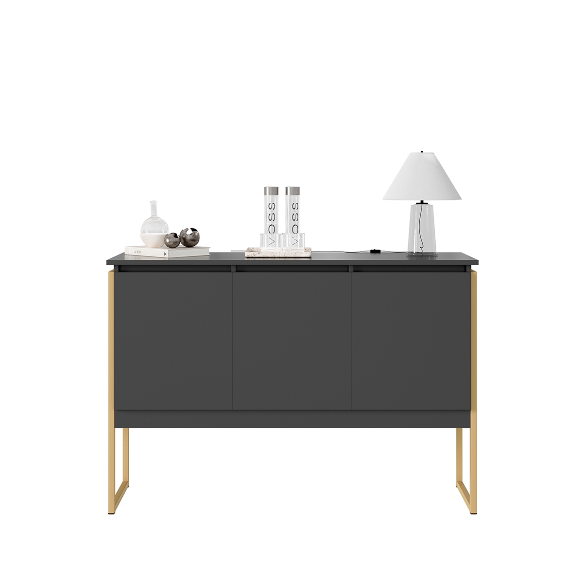 Buffet Moderno 3 Portas Londres Preto Dourado