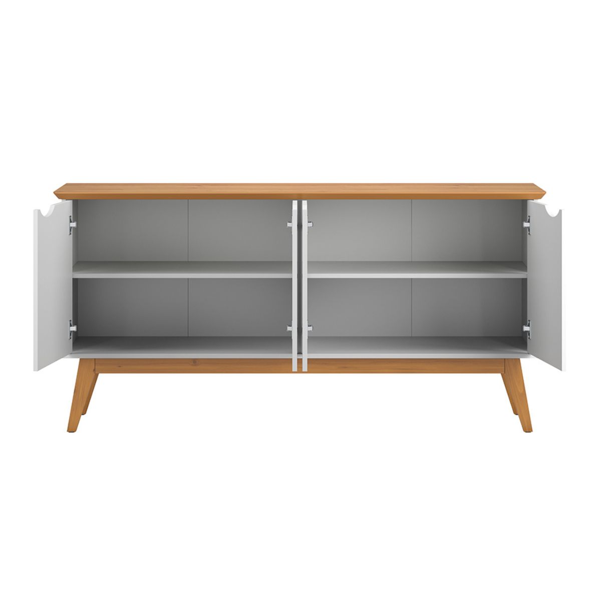 Buffet com 4 Portas Capela Branco Acetinado Cinamomo