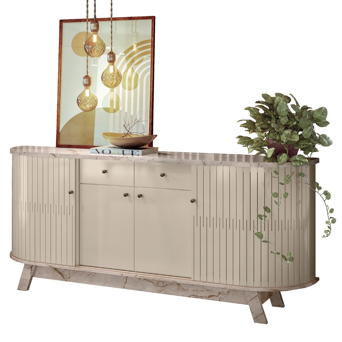 Buffet com 4 Portas e 2 Gavetas Pescara Calacata Off White