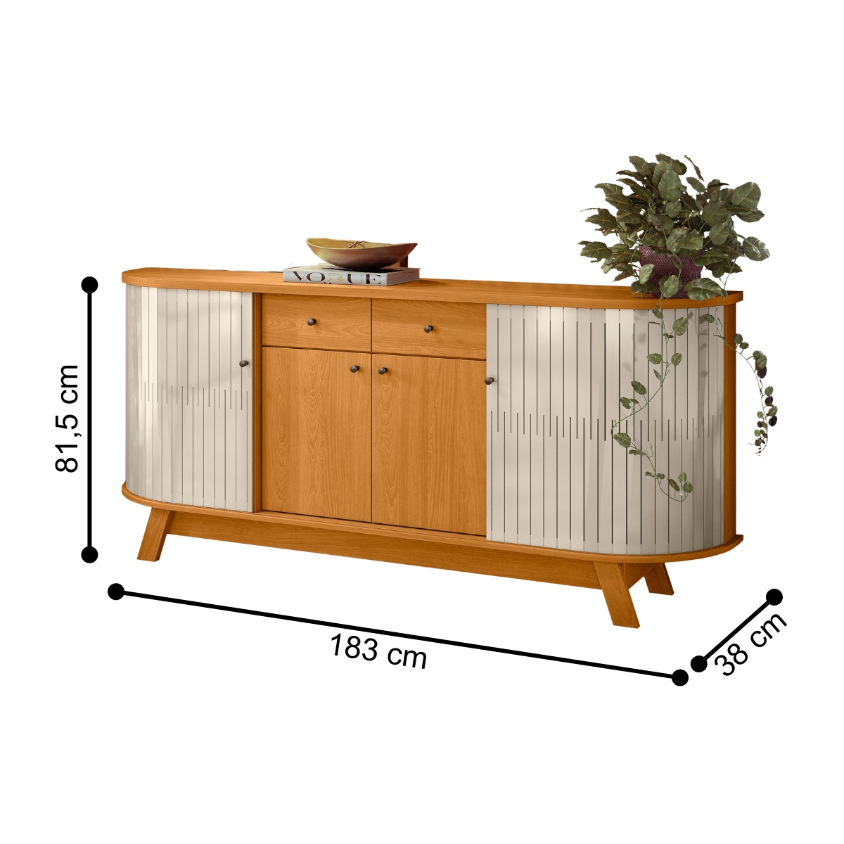 Buffet com 4 Portas e 2 Gavetas Pescara Cinamomo Off White