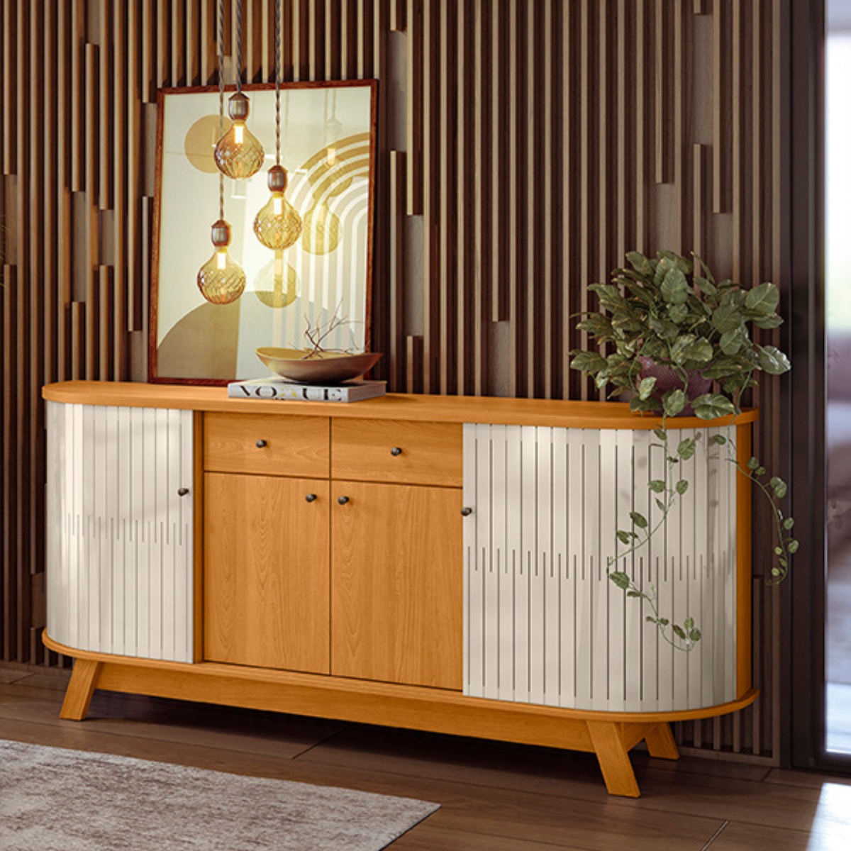 Buffet com 4 Portas e 2 Gavetas Pescara Cinamomo Off White