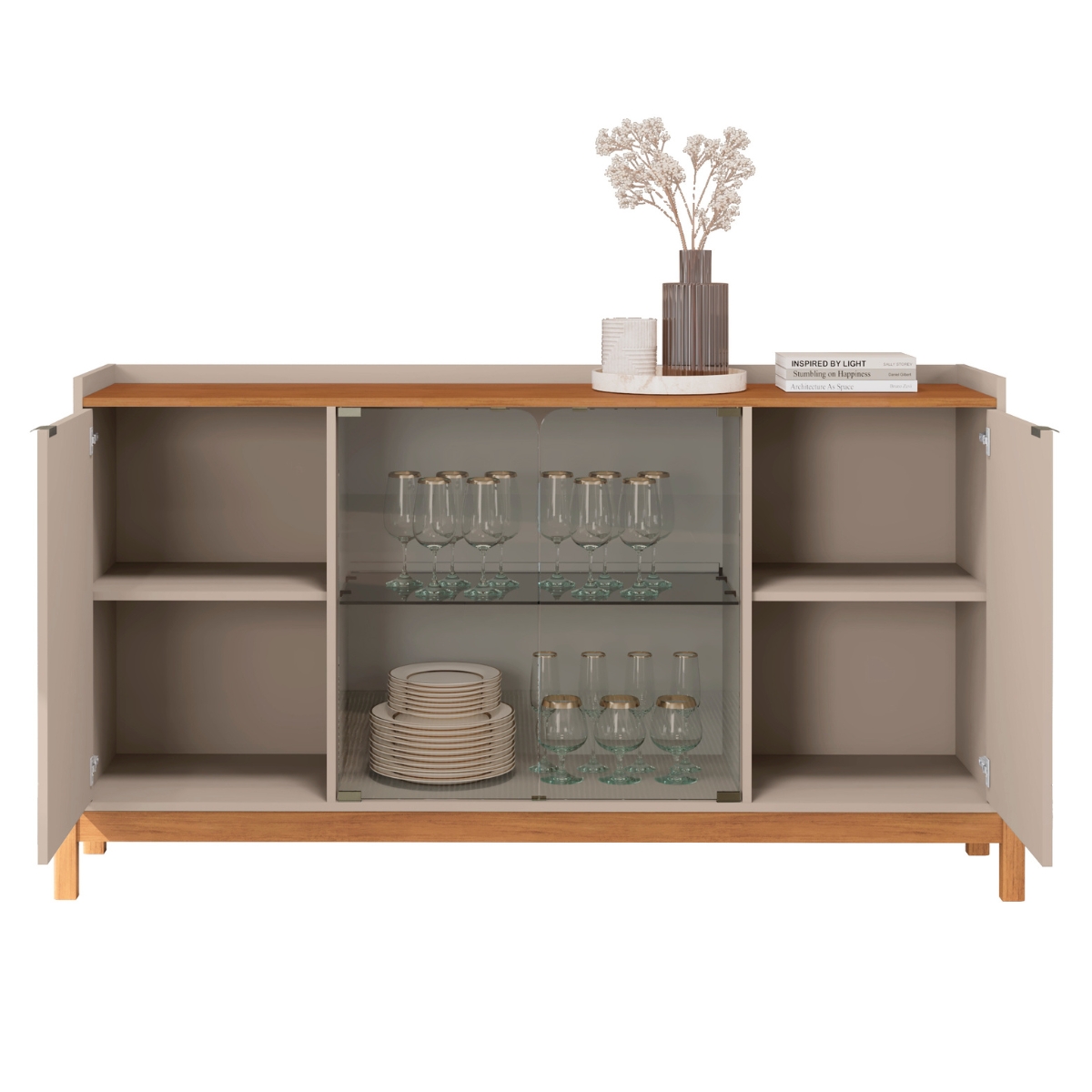 Buffet e Cristaleira Lucy Off White Cedro