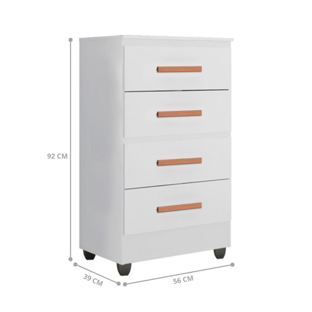 Cômoda 4 Gavetas Lille Branco Brilho
