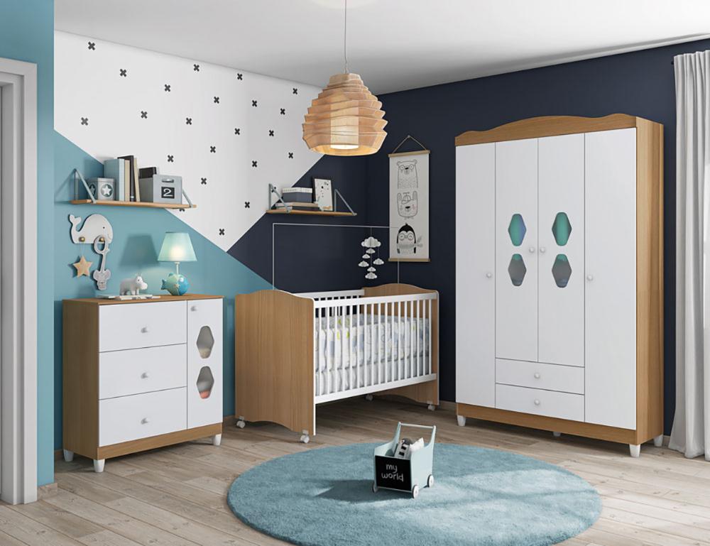 Cômoda Infantil 3 Gavetas Liverpool Branco Almendra