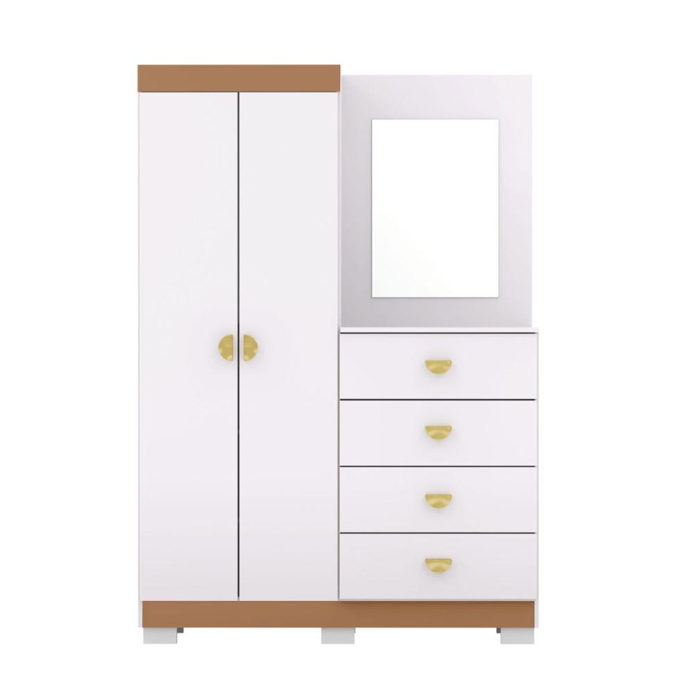 Cômoda Roupeiro 4 Gavetas Espelho Gerórgia Branco Camarim