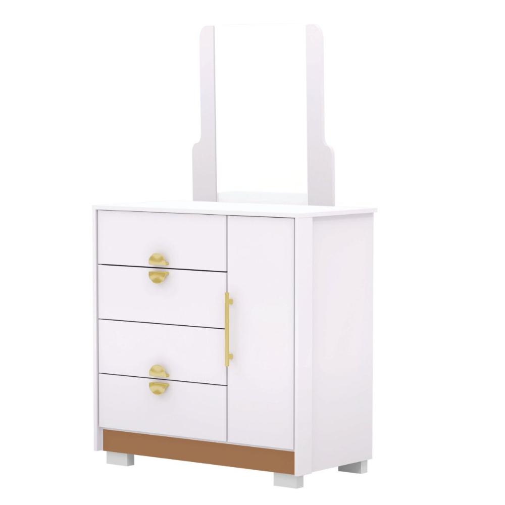 Cômoda Sapateira 4 Gavetas Espelho Paraguai Branco Camarim