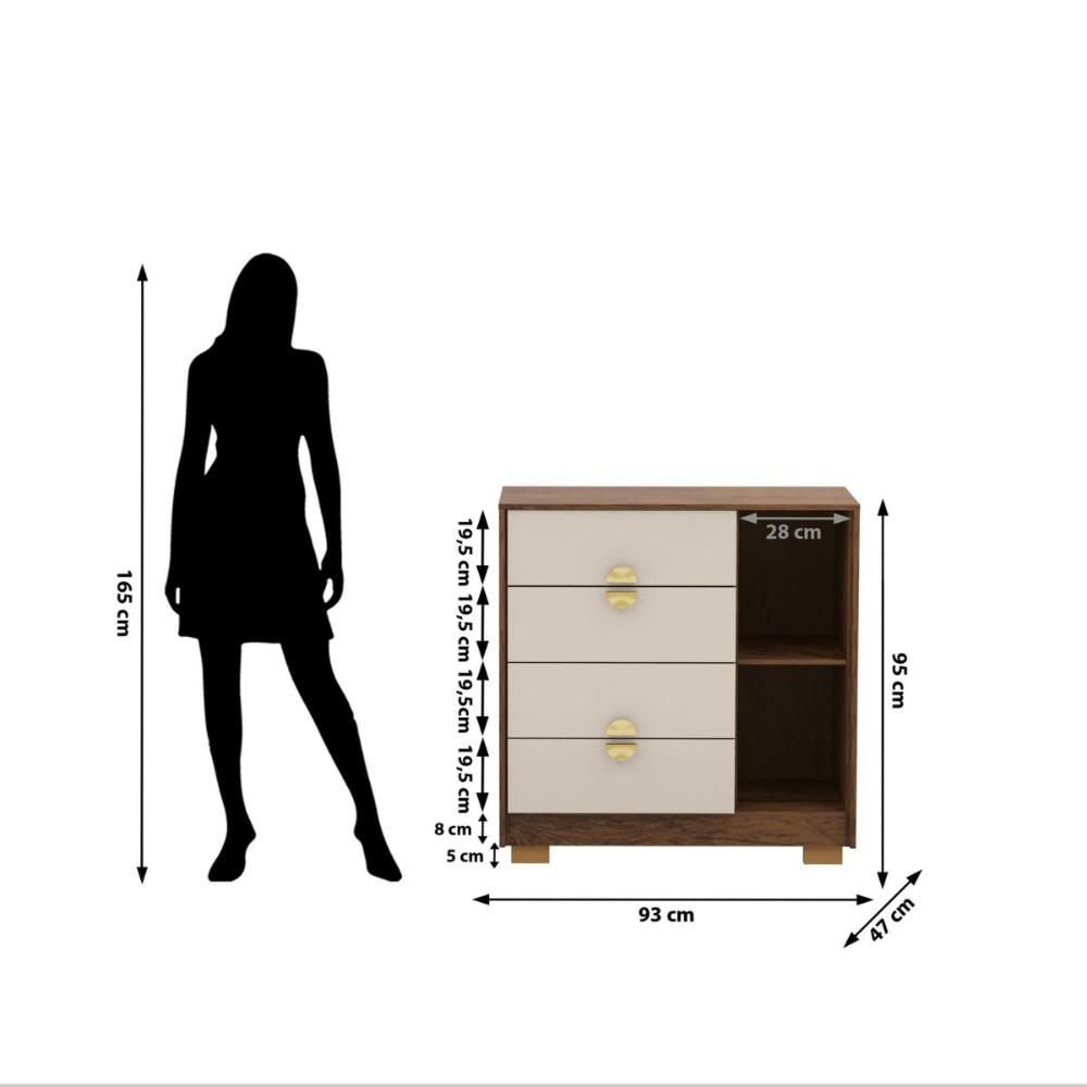 Cômoda Sapateira 4 Gavetas Paraguai Imbuia Fendi