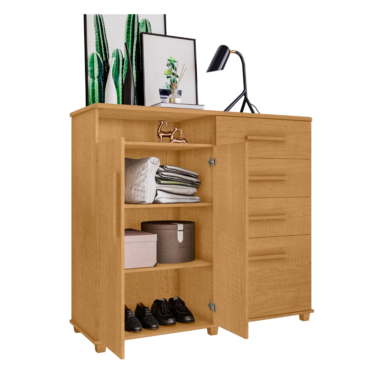 Cômoda com 2 Portas e 4 Gavetas Seábra Naturalle