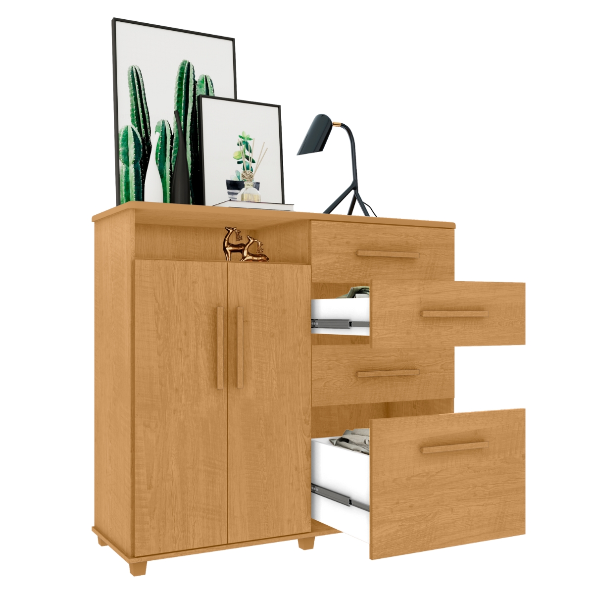 Cômoda com 2 Portas e 4 Gavetas Seábra Naturalle
