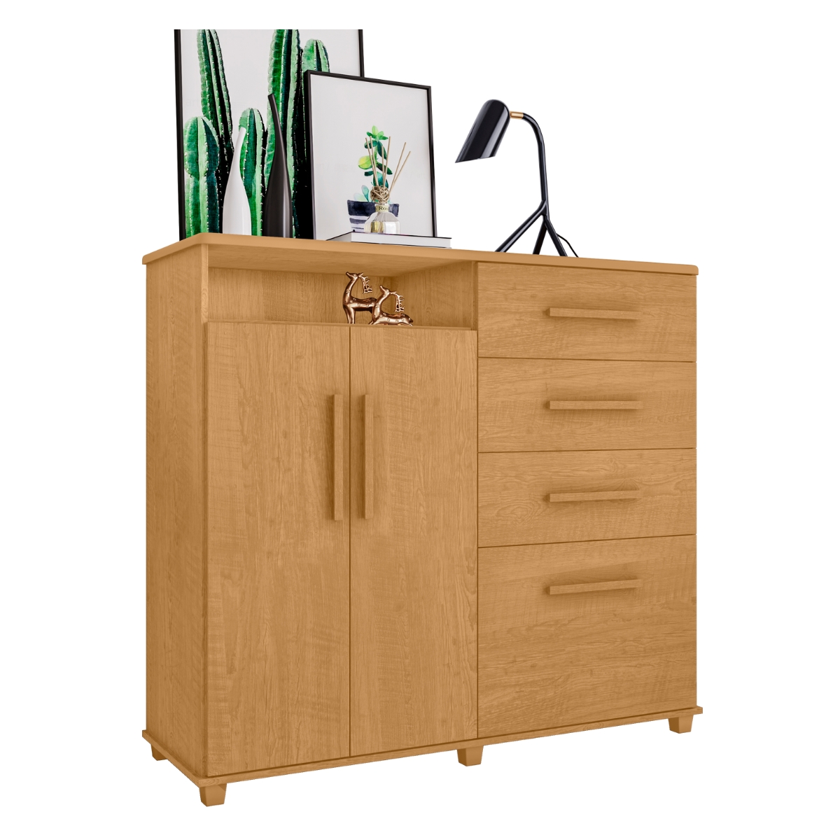 Cômoda com 2 Portas e 4 Gavetas Seábra Naturalle