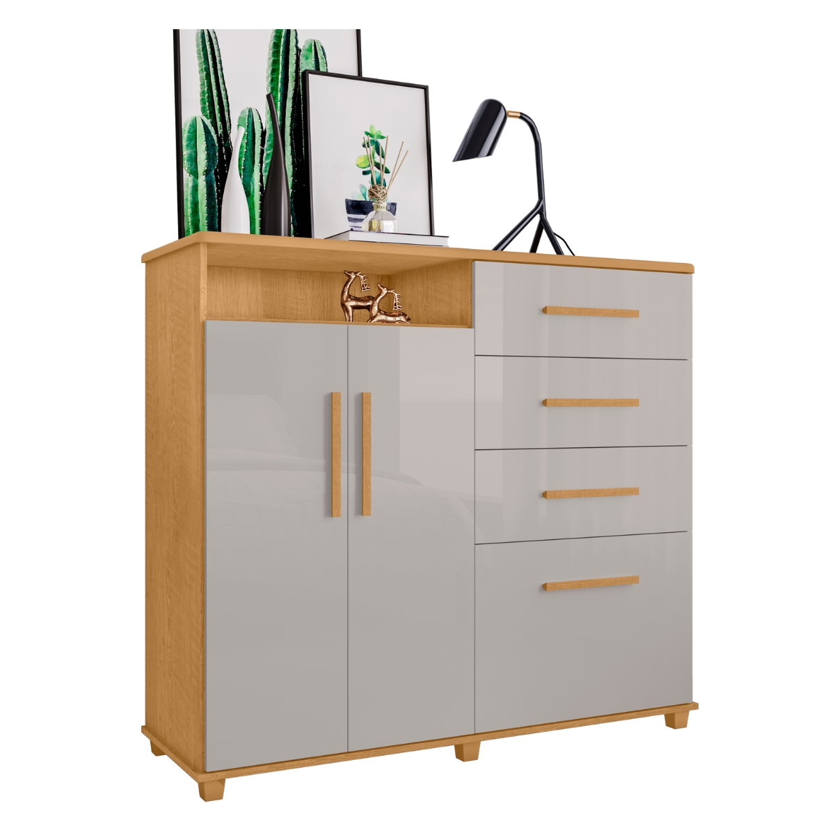 Cômoda com 2 Portas e 4 Gavetas Seábra Naturalle Off White
