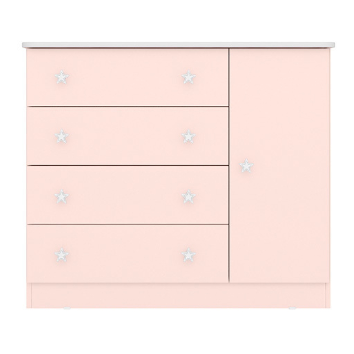 Cômoda com 4 Gavetas Ravena Rosa Acetinado 
