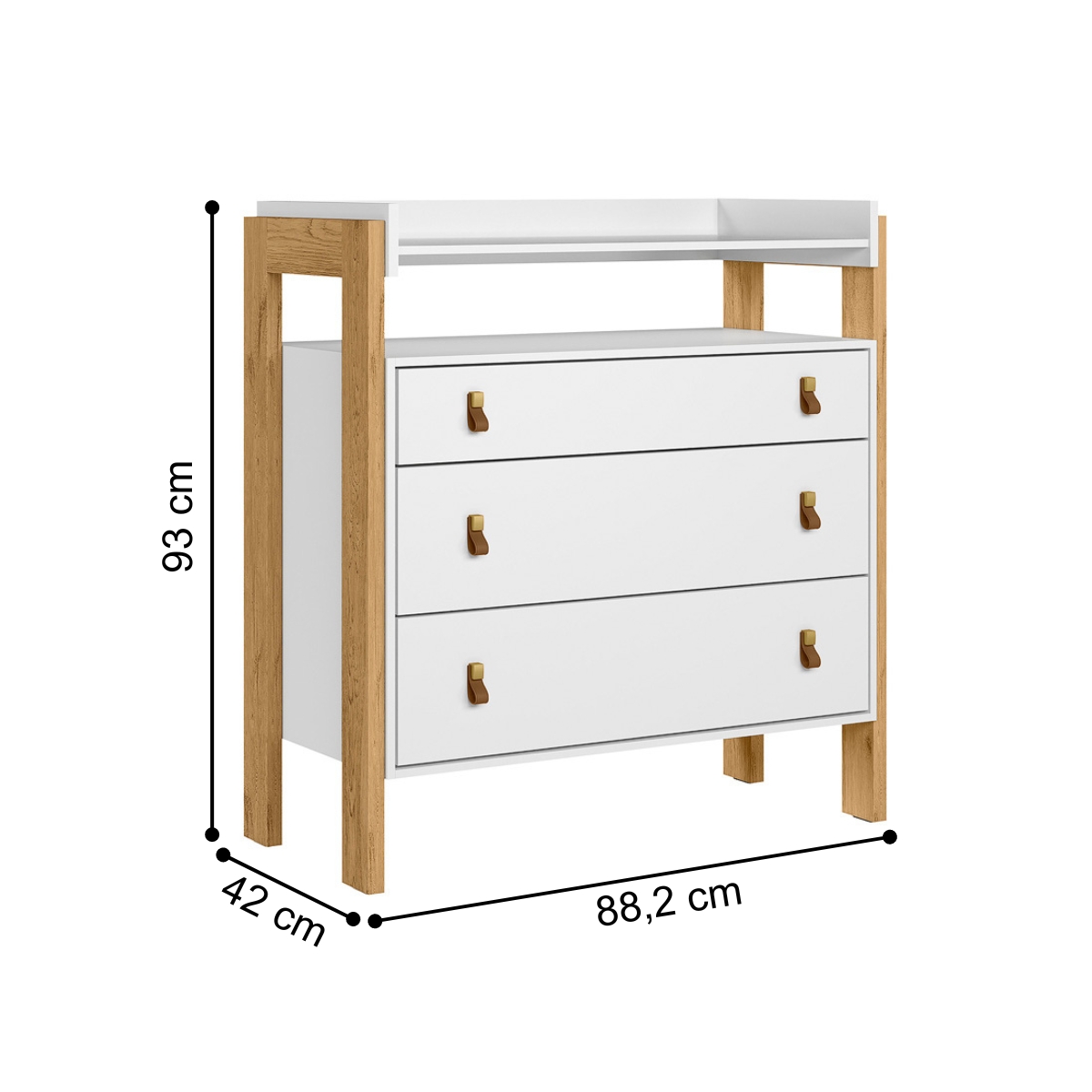 Cômoda e Guarda Roupa com 3 Portas Salta Branco Acetinado