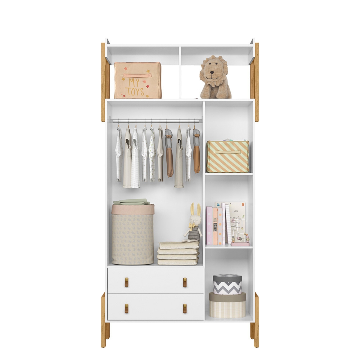 Cômoda e Guarda Roupa com 3 Portas Salta Branco Acetinado