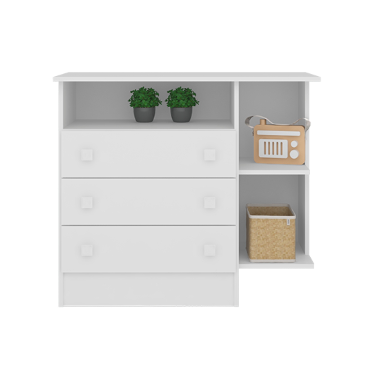 Cômoda e Roupeiro 3 Portas Gante Branco Branco