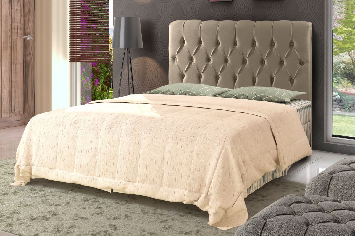 Cabeceira Kim Solteiro 90 cm Sued Bege