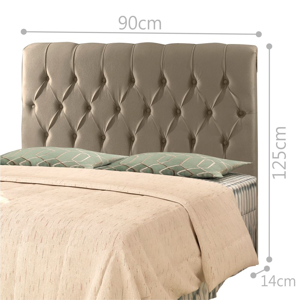 Cabeceira Kim Solteiro 90 cm Sued Bege