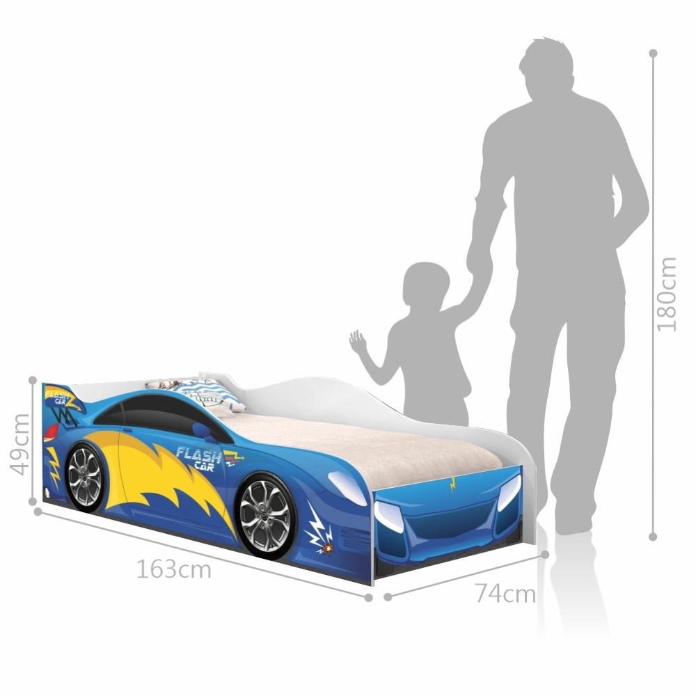 Cama Carro Infantil Raios Azul com Colchão