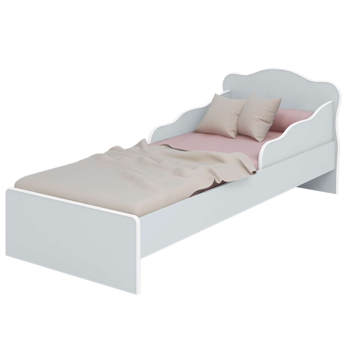 Cama Infatil com Proteção Lateral Milão Cinza Acetinado