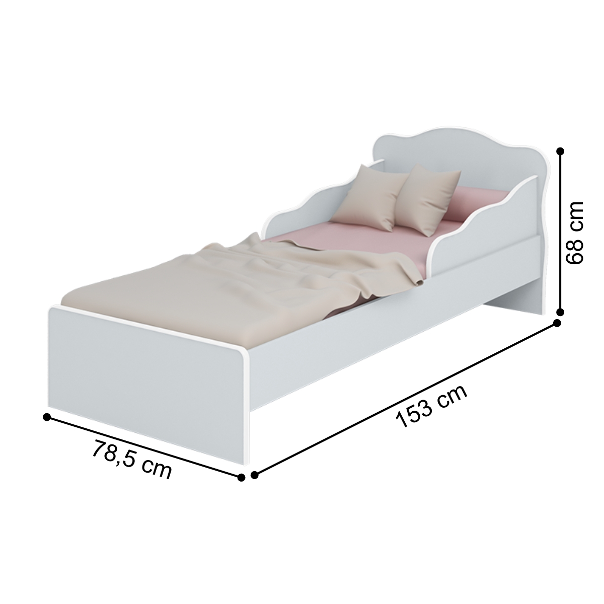 Cama Infatil com Proteção Lateral Milão Cinza Acetinado