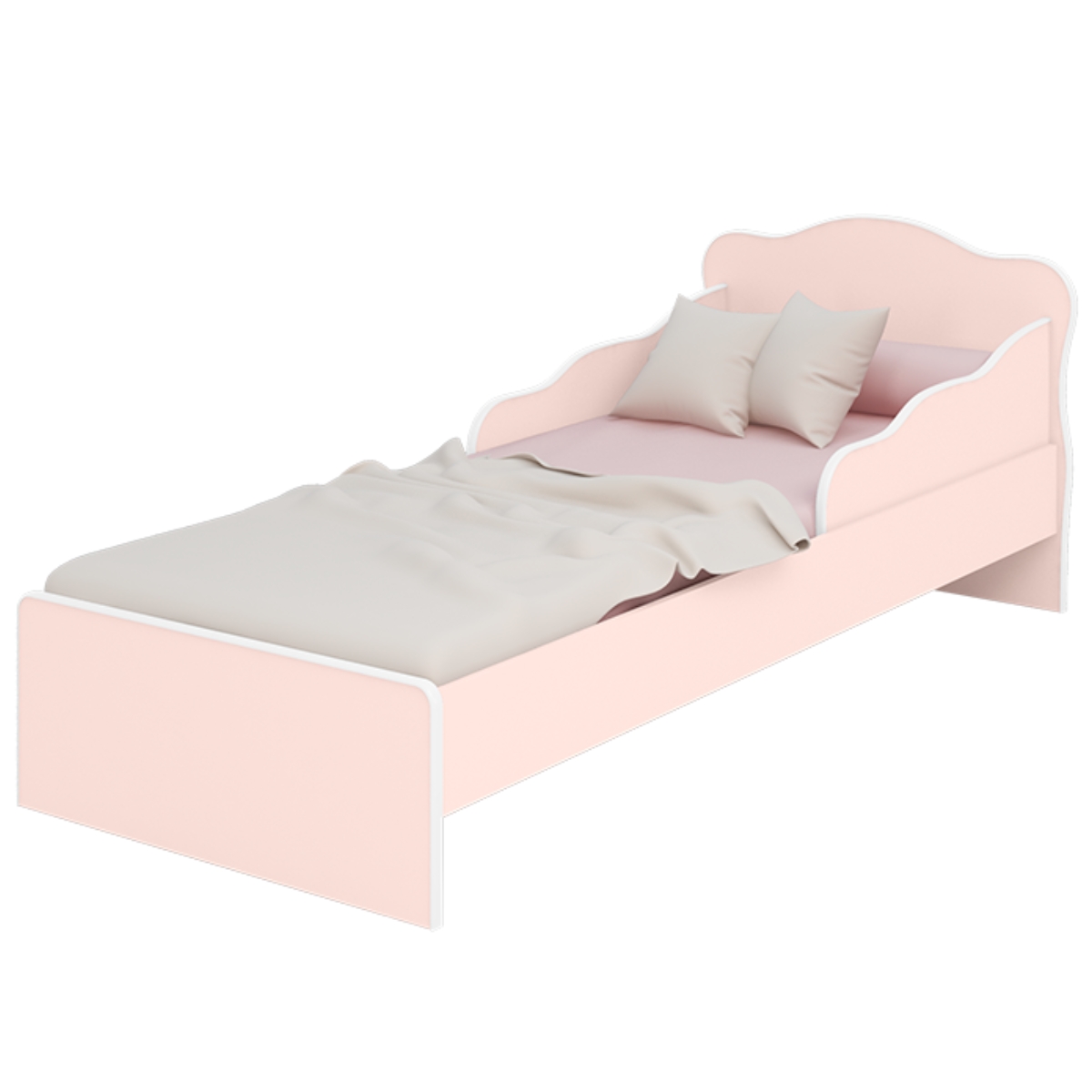 Cama Infatil com Proteção Lateral Milão Rosa Acetinado