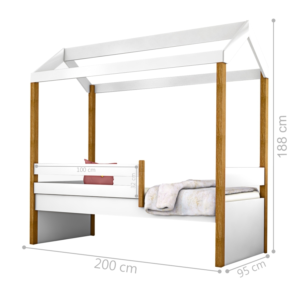 Cama Montessori Cabana Solteiro com Colchão