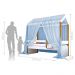 Cama Montessori Cabana Solteiro com Colchão e Dossel Azul