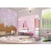 Cama Montessori Cabana Solteiro com Colchão e Dossel Rosa