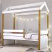 Cama Montessori Cabana Solteiro com Cordão LED