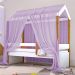 Cama Montessori Cabana Solteiro com Dossel Lilás
