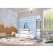 Cama Montessori Cabana com Auxiliar Colchão e Dossel Azul