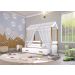 Cama Montessori Cabana com Auxiliar Colchão e Dossel Branco