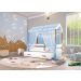 Cama Montessori Cabana com Auxiliar Cordão LED e Dossel Azul