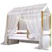 Cama Montessori com Cordão LED Colchão e Dossel Branco