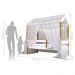 Cama Montessori com Cordão LED Colchão e Dossel Branco