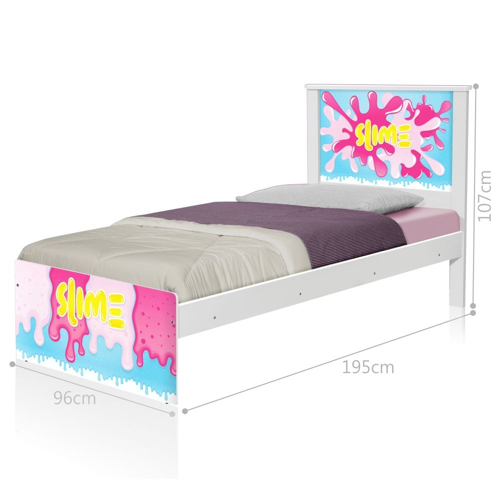 Cama Solteiro Slime Menina com Colchão