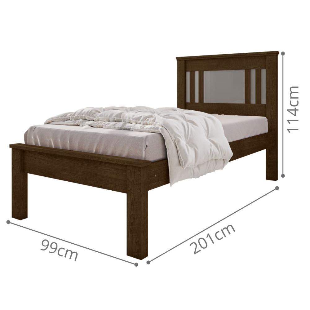 Cama de Solteiro Flex  com Pés Macaé Malbec Off White
