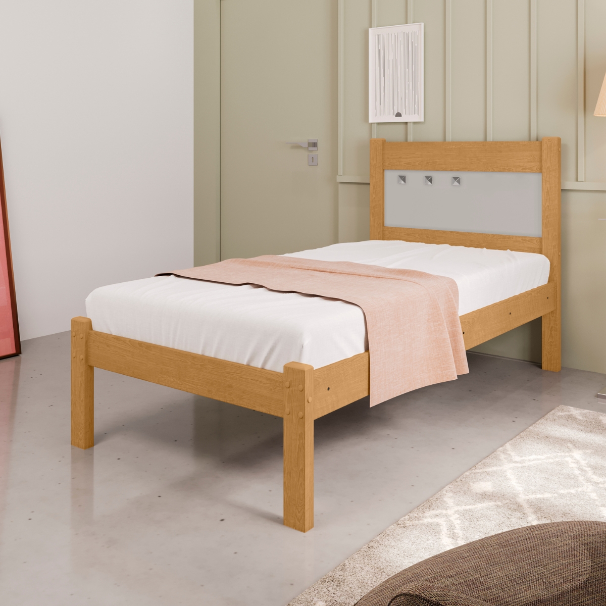 Cama de Solteiro Flex Bilac Com Colchão Naturalle Off White