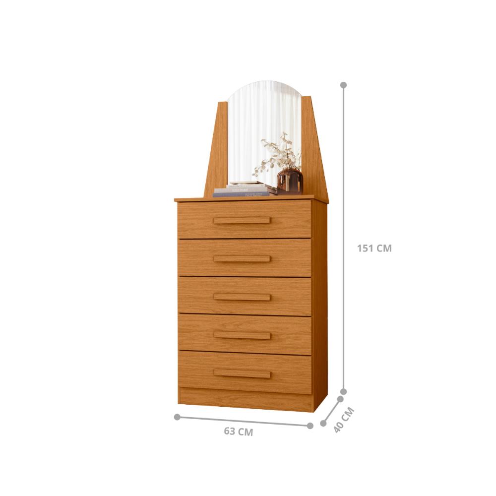 Comoda 5 Gavetas 1 E Roncador Cinamomo Off White