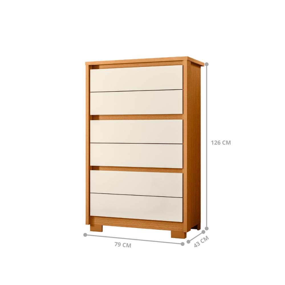 Comoda 6 Gavetas Moreira Sales Cinamomo Off White