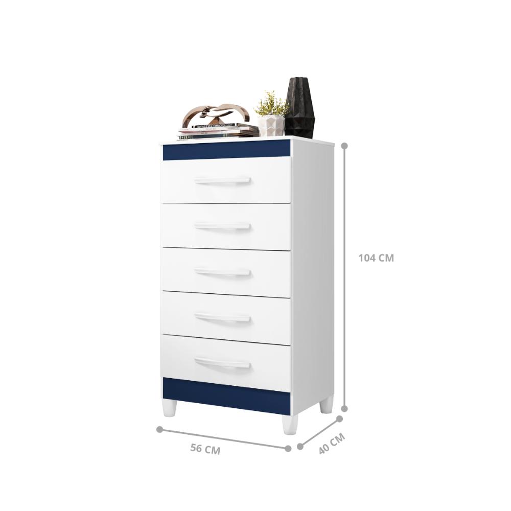Comoda Milady 5 Gavetas Azul